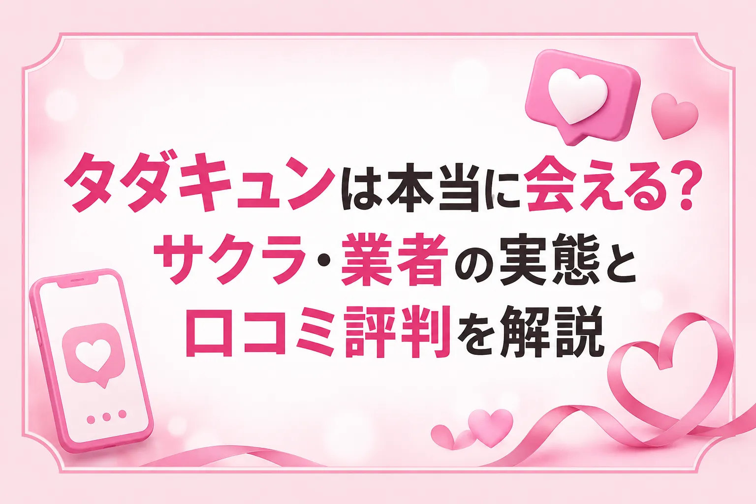 タダキュンは本当に会える？サクラ・業者の実態と口コミ評判を解説