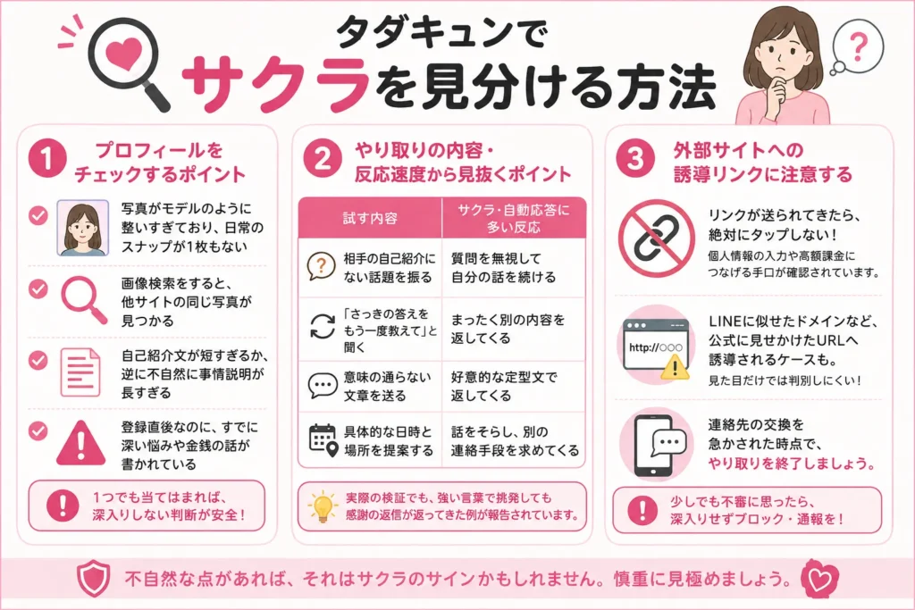 タダキュンでサクラを見分ける方法