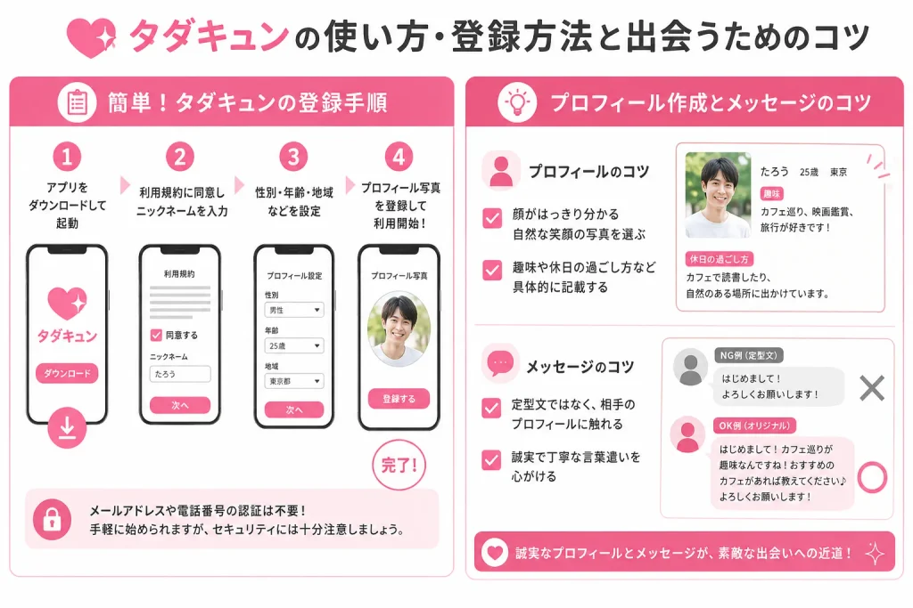 タダキュンの使い方・登録方法と出会うためのコツ