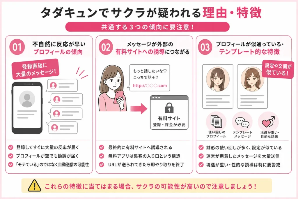 タダキュンでサクラが疑われる理由・特徴