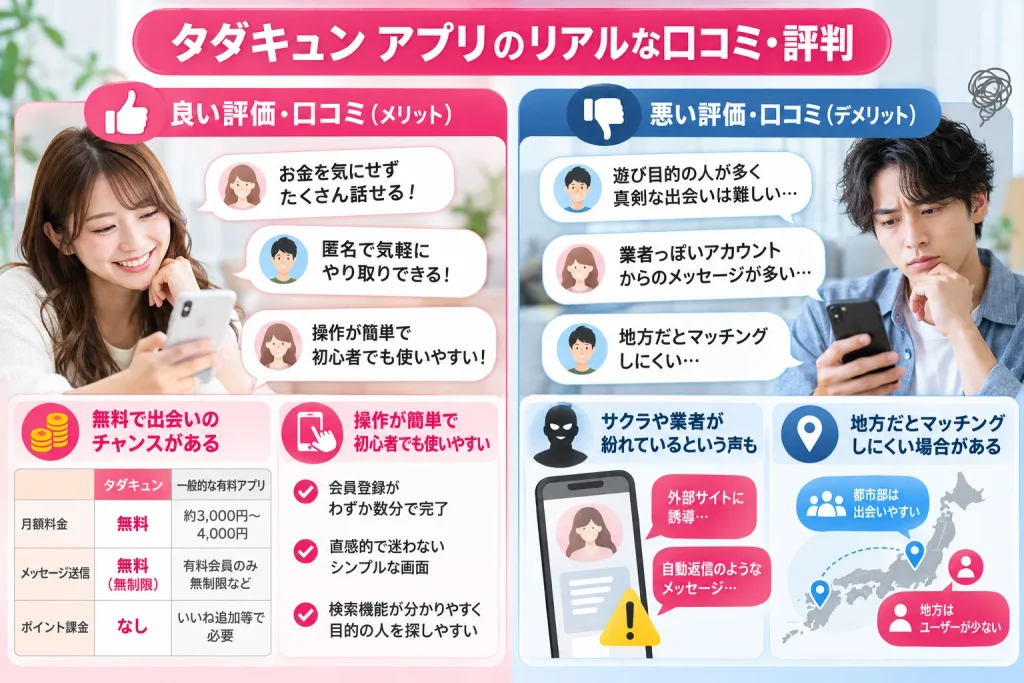 タダキュン アプリのリアルな口コミ・評判