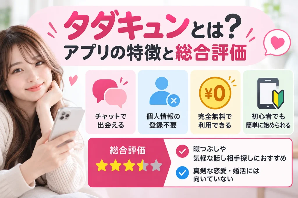 タダキュンとは?アプリの特徴と総合評価